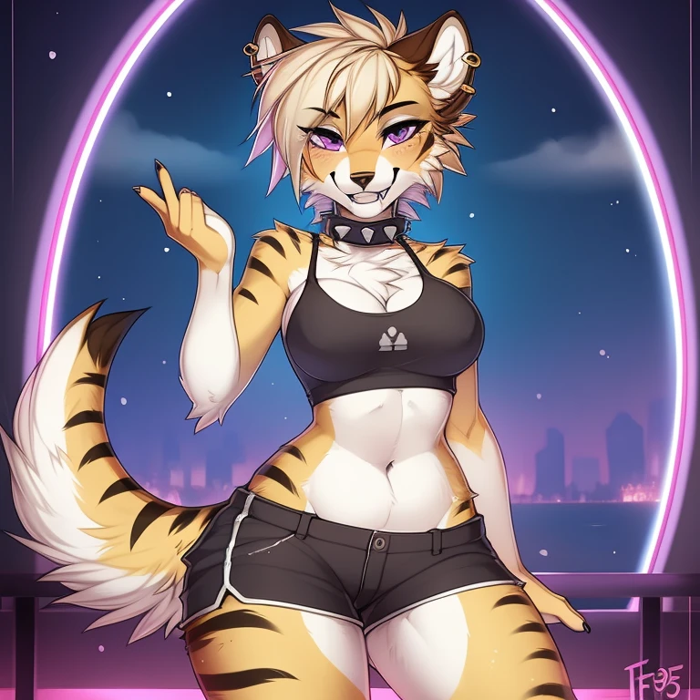 beautiful lights and shadows, ambient light, ultra detailed fur, volumetric light 4K, 8k, uhd, smirk, (feral cat:1.4), cute face, heavy makeup, eyeliner, earrings, (large breasts:1.1), (paws:1.3), (wearing workout clothes:1.3), (four legged:1.3), four legs, (quadrupedal:1.5), thin, dirty blonde, red collar, on tree lined road, full moon