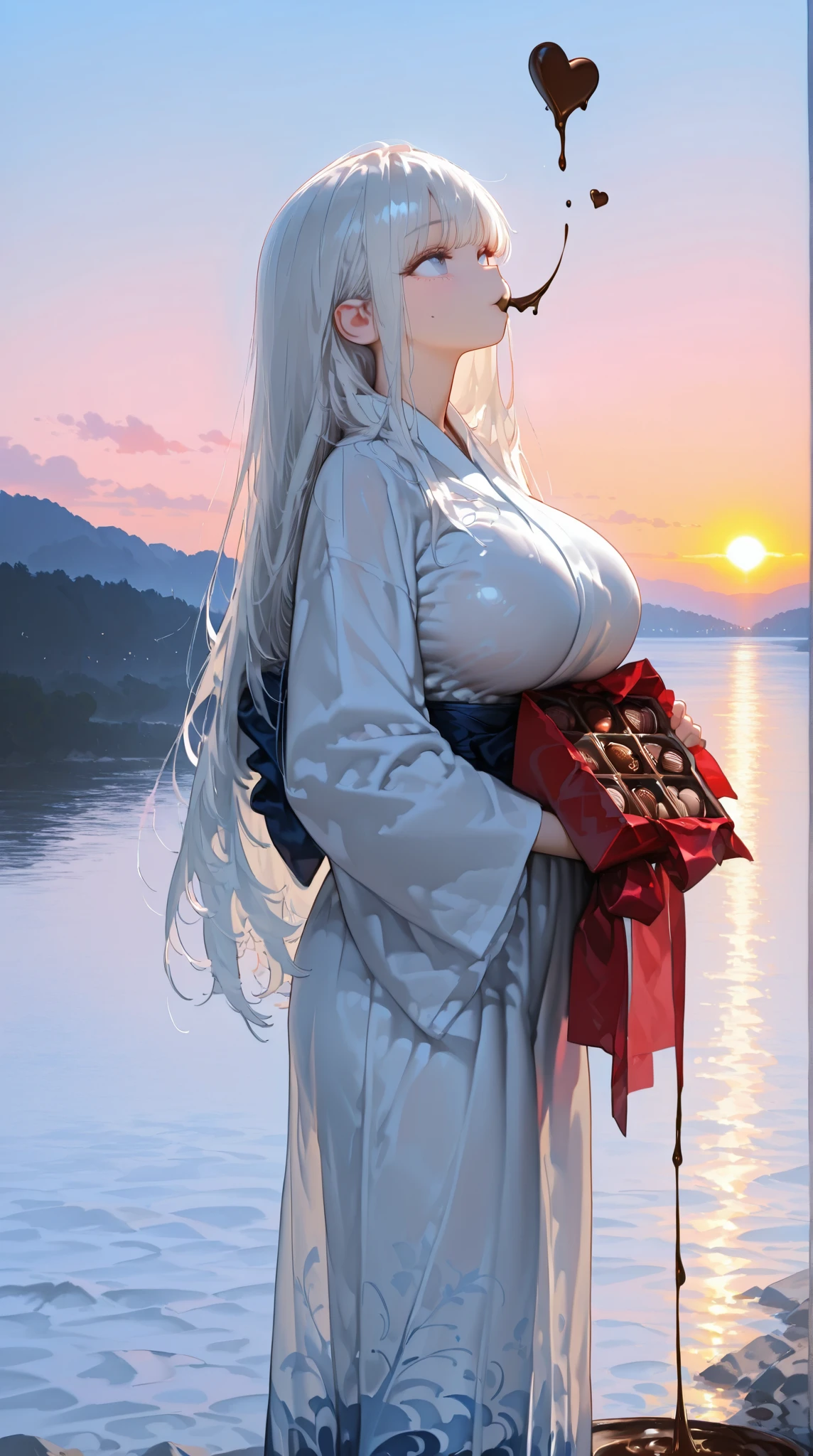 Illustrate a scene where a lighthouse of liberty stands proudly in a harbor adorned with fractal waves, symbolizing the guiding light of freedom on Independence Day. enormous tits