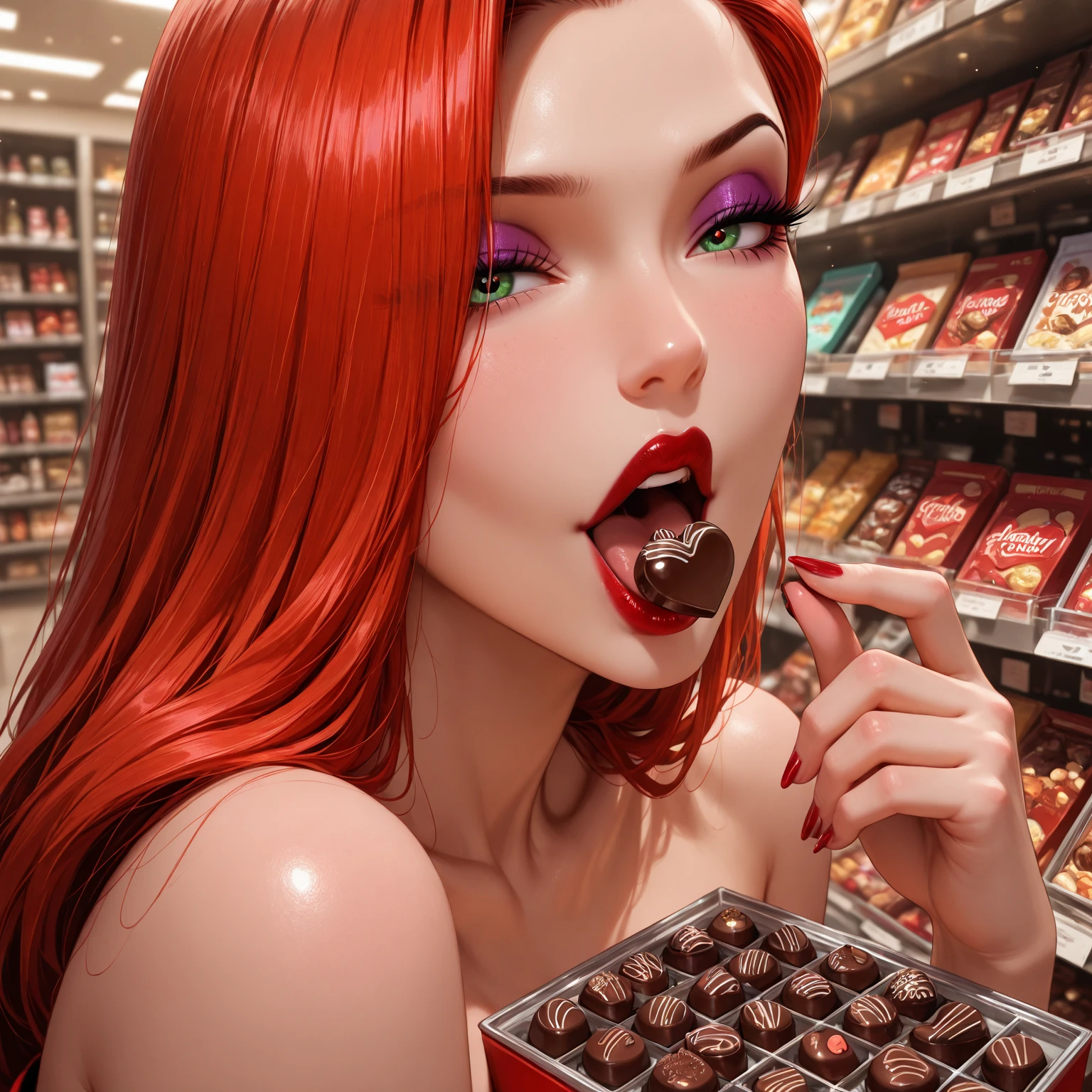 a portrait of a female vampire eating a (bloody donut: 1.3), an exotic exquisite beautiful female vampire, dynamic hair color, wavy hair, dynamic eyes color, (glowing  eyes: 1.1), intense eyes, wearing glamour silk dress, intricate detailed dress, dynamic color dress, dynamic style dress, (eating  a large donut soaked with blood: 1.3), blood dripping from the donut, dark fantasy pastry shop background,  vibrant, Ultra-high resolution, High Contrast, (masterpiece:1.5), highest quality, Best aesthetics), best details, best quality, highres, 16k, [ultra detailed], masterpiece, best quality, (extremely detailed) RAW, (ultra details, Masterpiece, best quality),   Dark Art Painting Style, Intense gaze, blood, Cinematic Hollywood Film
