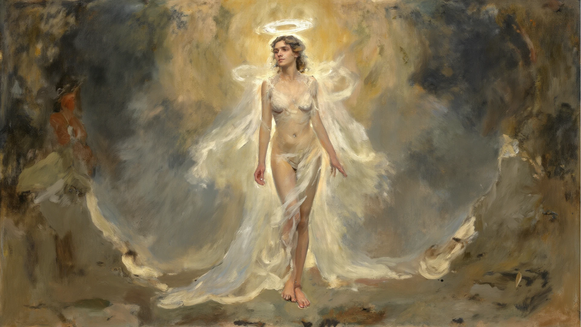 the romance of the angel and the devil, exhibitionism, masterpiece, baroque painting, , all the details,