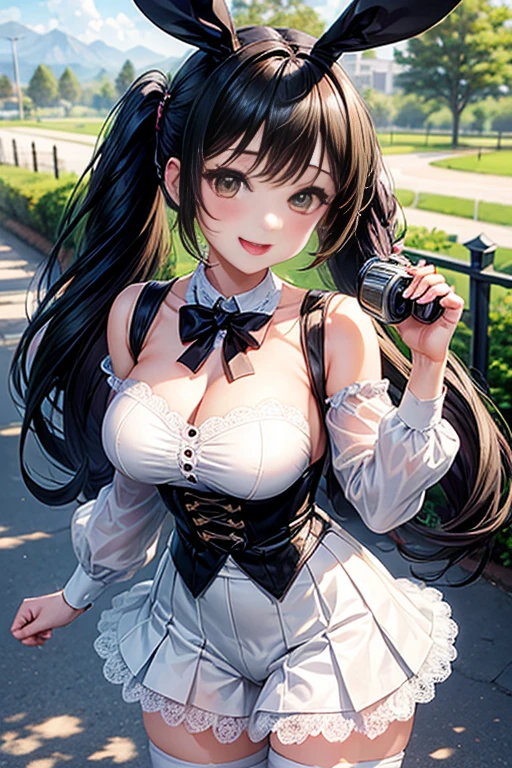 highest quality、High resolution、detailed background、(realistic:1.1)、Beautiful and dense face、beautiful and smooth skin、skin texture、cute10代の美少女、(two women:1.5)、(huge breasts:1.2)、perfect body line、Well-defined body、emphasize cleavage、legs open、黒髪のcute編込みツインテール、Floral embroidered panties、No bra、
(On an amusement park date, She lifts up her skirt and shows her panties with a troubled expression..:1.3)、
Mainly dresses and skirts with frills and lace、
Choosing dark colors such as black or red will emphasize the gothic atmosphere..、
Lace and ruffles are often used on dresses and skirts.、
By adding lace to the sleeves and the collar of the skirt,、, you can create both cuteness and gothic elements.、
Classic accessories are key、
lace gloves and ribbon、crown-shaped headdress、Cross Accessories、
To create a contrast with skirts and dresses、Choose black lace socks or fishnet stockings。.、
Also goes great with boots and merry-go-round shoes.、
Choose boots with lace or ribbon decorations or thick soles..、
cute、blush、panty shot、camel toe