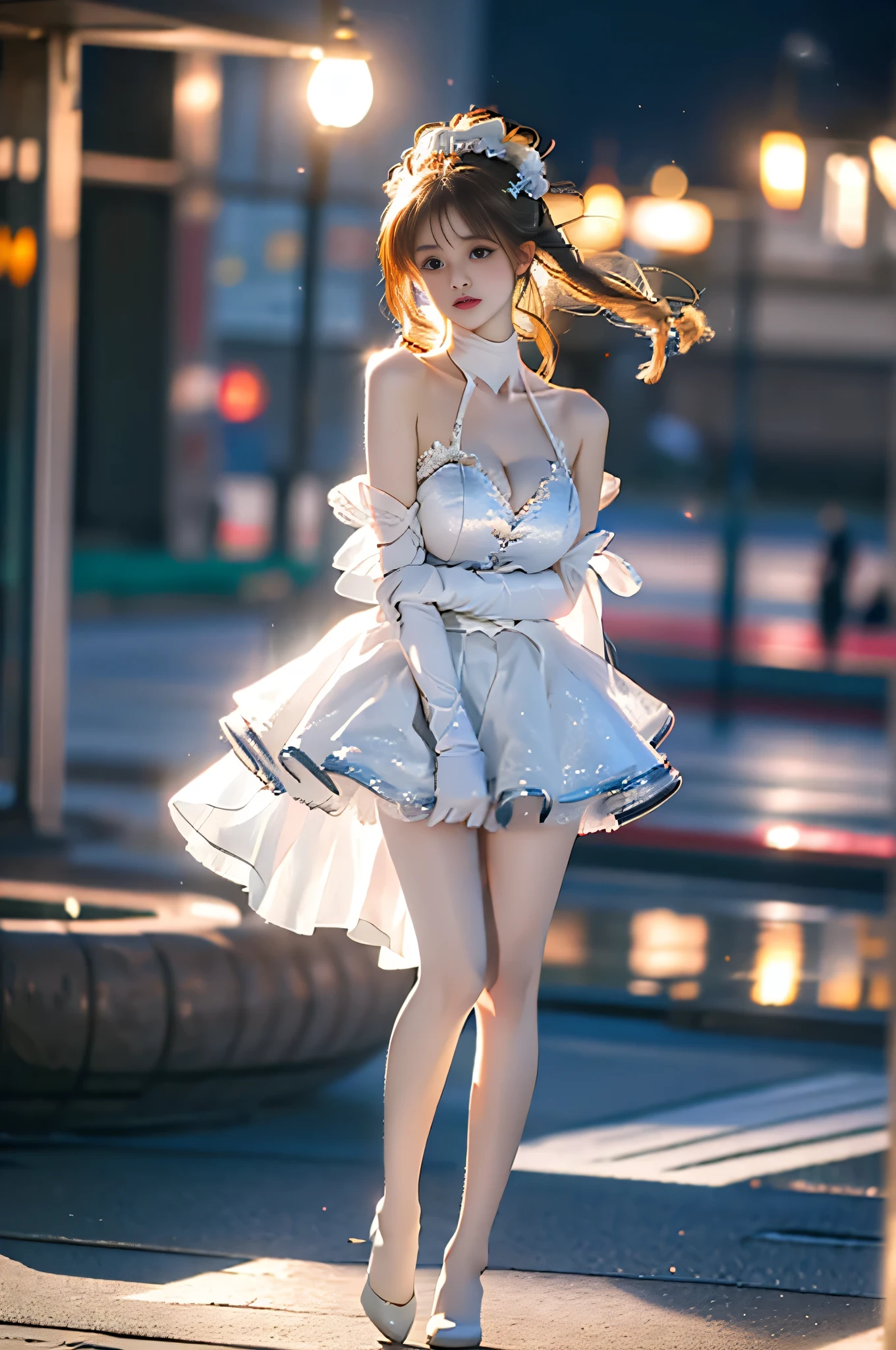 ,,((full body, from below)), (masterpiece, best quality, ultra-detailed, 8k), realistic, a beautiful sexy long-legged model ((Random scene)), ((Random posture)), (I-type Valley), (Full breasts, visible cleavage, very short skirt hem, exposed shoulders), (Tyndall Effect), (At night,:1.3 moonlight:1.3), seductive pose, perfect and symmetrical leg anatomy, soft natural lighting, (wind blowing gently:1.1), (ambient lighting:1.2), bokeh, cinematic shot, dynamic angle, professional photography, shallow depth of field, sharp focus, vibrant colors, (slightly tanned skin:1.1), (natural makeup:1.1), (delicate features:1.1)