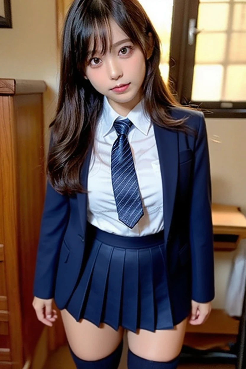 ulzzang-6500-v1.1, (raw photo:1.2), (photorealistic:1.4), beautiful detailed girl, very detailed eyes and face, beautiful detailed eyes, ridiculous, incredibly ridiculous, huge file size, super detailed, high resolution, very detailed, best quality, masterpiece, kemomimi, ((Japanese girls' high school uniform)), illustration, very detailed, CG, unified, 8k wallpaper, amazing, Fine details, masterpiece, best quality, very detailed CG uniform 8k wallpaper, light on face, cinematic lighting, 1girl, 16 years old, ((no panties)), ((dynamic pose))), (camel toe), (half), (pantyhose), (knee-bending leg sitting))