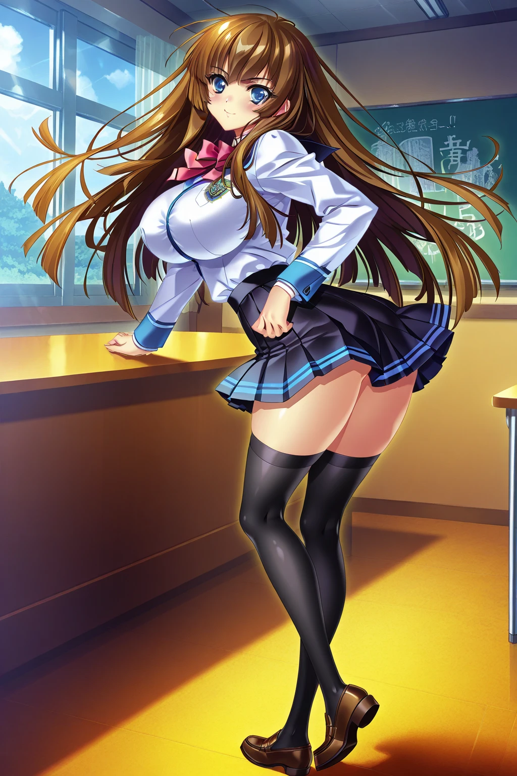 {Highest quality], [Super beautiful], [Ultra fine], [Best illustration], NSFW,Brown Hair, Hime cut, Long Hair, With bangs, girl,high school student,uniform,knit,smile, blush, Slender women, Adult women,Standing posture,(Public),Night Park,Summer festival,diagonal, Navy blue knee socks,Black Loafers、Stripes々
Panties、In underwear、Without skirt
