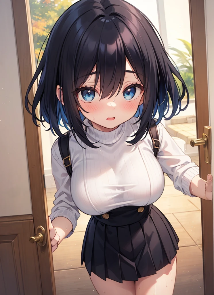 grow、A smile full of happiness、、In the hard、(((Lower body naked)))、Panting Face、lack、After being attacked、full of sweat、Expressions in a state of excitement、short-hair、Full body like、tmasterpiece、top-quality、offcial art、Highly detailed CG Unity 8K wallpapers、Very slim schoolgirl、A very delicate and beautiful、超A high resolution、（Photorealsitic：1.4）、Golden hour lighting、（The upper part of the body）、（Platinum shorthair：0.8）、（Puffy eyes）、looking at viewert、facing the front there、Laughing、JK skirt、white dresses、shirt lift long black hair、(((tucking up the skirt、panties are visible，Lace，cleavage，mall，Try on clothes，
