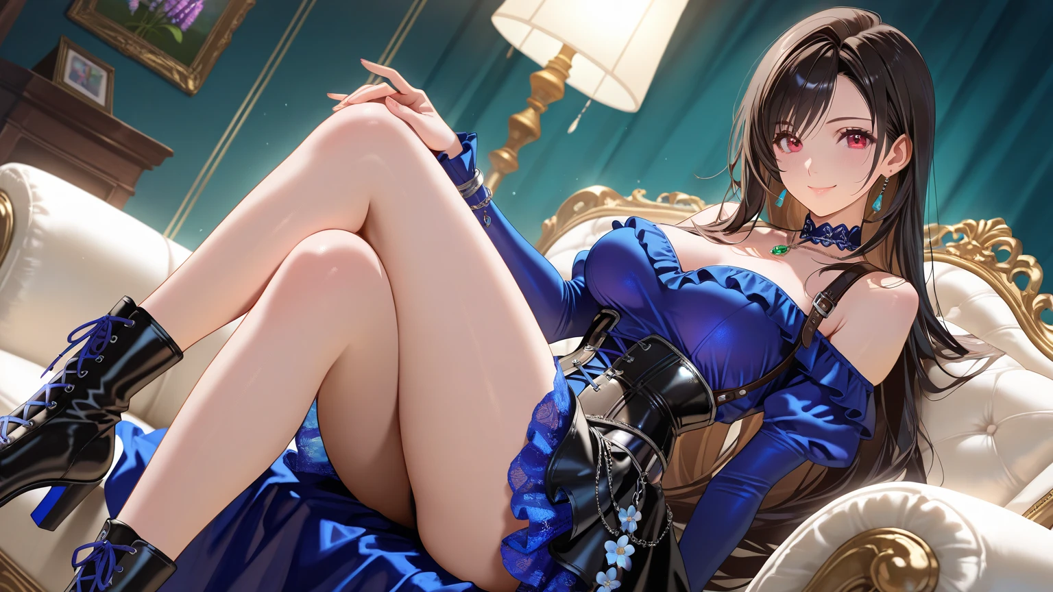 (((SFW))), (1.FEMALES, 独奏), german women, looking down to viewer, ((From below:1.5)), 8K, ((masutepiece)),(((top-quality))),((Ultra-detailed)),((((Realistic)))), Photorealsitic:1.37, (A hyper-realistic), (illustratio), (hight resolution), (ighly detailed), (The best illustrations), (Ultra-detail), (wall-paper), (Detailed face), (Beautiful expression), ((Details Top quality skins:1.2)), ((Moisturizing skin)), ((Reddish blush)), (hyper detailed background, Detailed background)、light blue off shoulder sequin dress、black lace see-through panties、Black lace see-through half stockings、blue eyess、Sufficient cleavage、((petite female))、(Slender body)、(medium chest)、(Small toned round buttocks)、perfect hand, Perfect fingers, thighs thighs thighs thighs, Perfect fit, perfect bodies, face perfect, Perfect image realism、(((Liquid dripping from the crotch))), (Panting face with closed eyes),(((hand inside panties))), (( Masturbate by touching your vagina with your fingers)), (((Squat Sitting))), Clear liquid spilling from the girl&#39;s crotch
