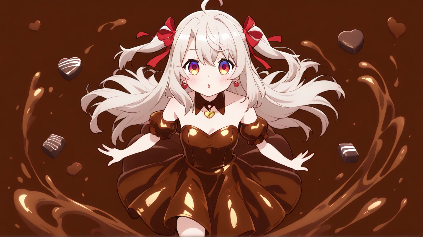 1girl, solo, (slime girl, colored skin, yellow skin:1.4), monster girl, Tsunomaki Watame, long hair, WatameBase, fur-trimmed dress, white dress, bare shoulders, fur-trimmed sleeves, hairclip, cape, belt pouch, brooch, fur-trimmed boots, :\3, tall, curvy, medium breasts, purple eyes <lora:SlimeGirls:1> <lora:tsunomaki_watame_5_outfits:1>