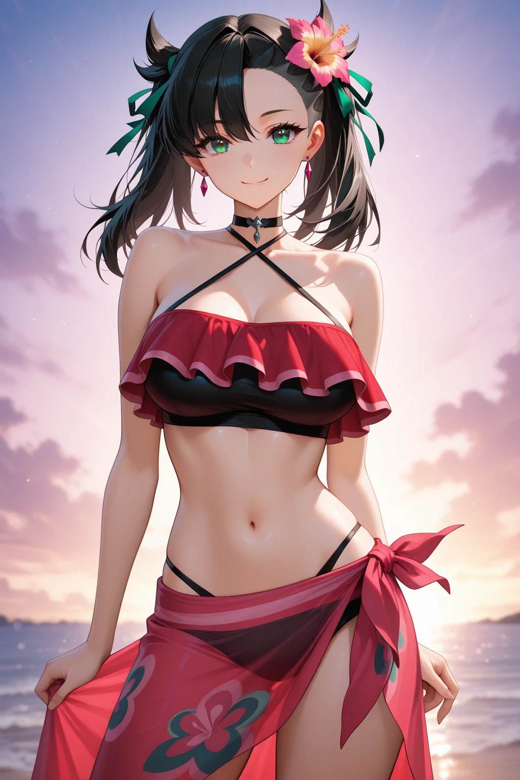 Group anime horned demon girls in swim suits