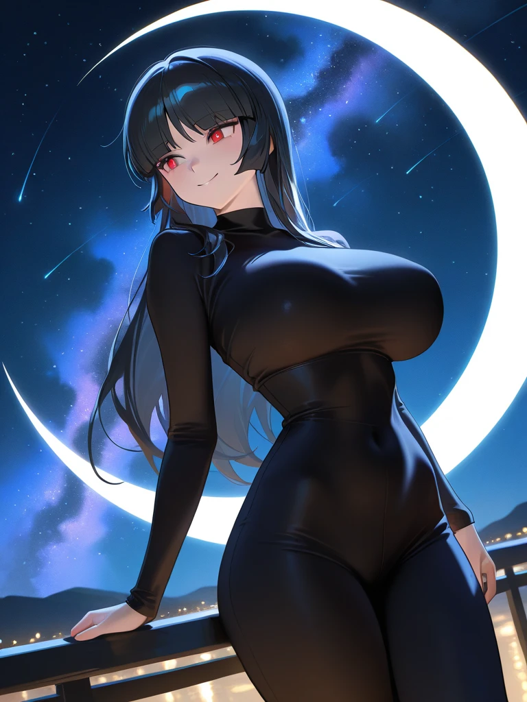 high res, ultrasharp, 8K, masterpiece, City in the desert at night, viele Sterne, Vollmond, Perspektive, Aussicht von Hochhaus, 3girls, big boobs