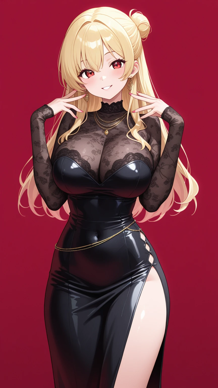 masterpiece, best quality, detailed face, detailed eyes, detailed lips, 1girl, blonde hair, long hair,large breasts, standing,elegant beautiful woman