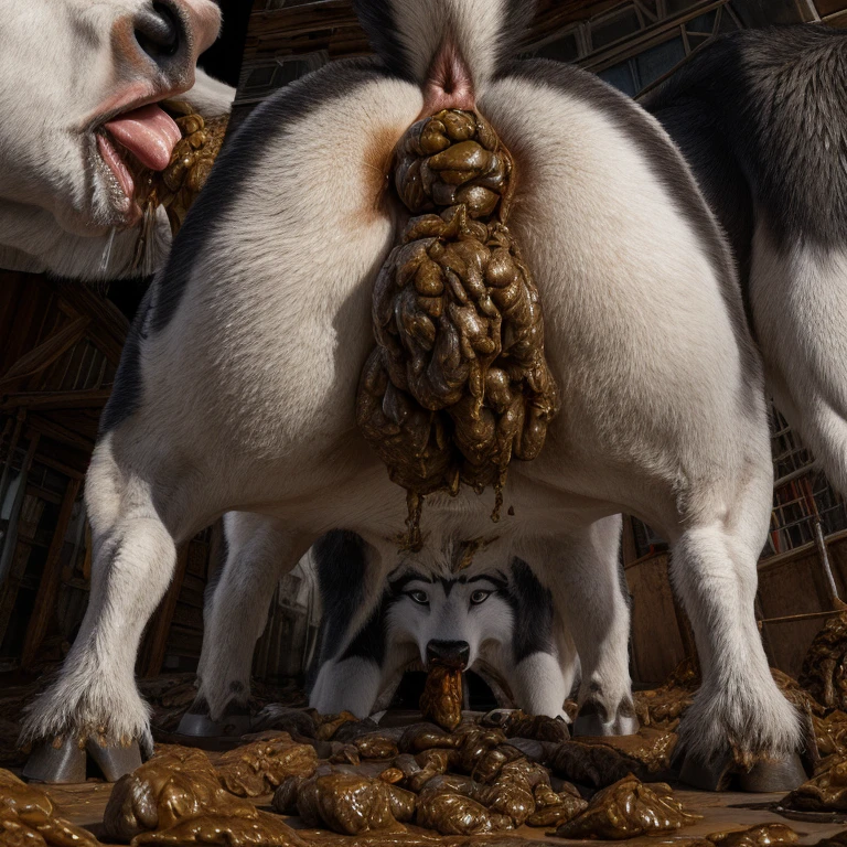 masterpiece, high quality, realistic, detailed background, (((horse, Shiba))), (feral), (((wide hips))), ((((Shiba under horse behind, side view, anal, huge balls, on table)))), (masterpiece), best quality, 4k, 2k, ((((feral, duo, anal, penis in own mouth)))), (((((Shiba, feral, cum, on back, paw, legs up, anus, excessive feces, dirty, messy, BDSM, tied up, huge belly, inflation)))))
