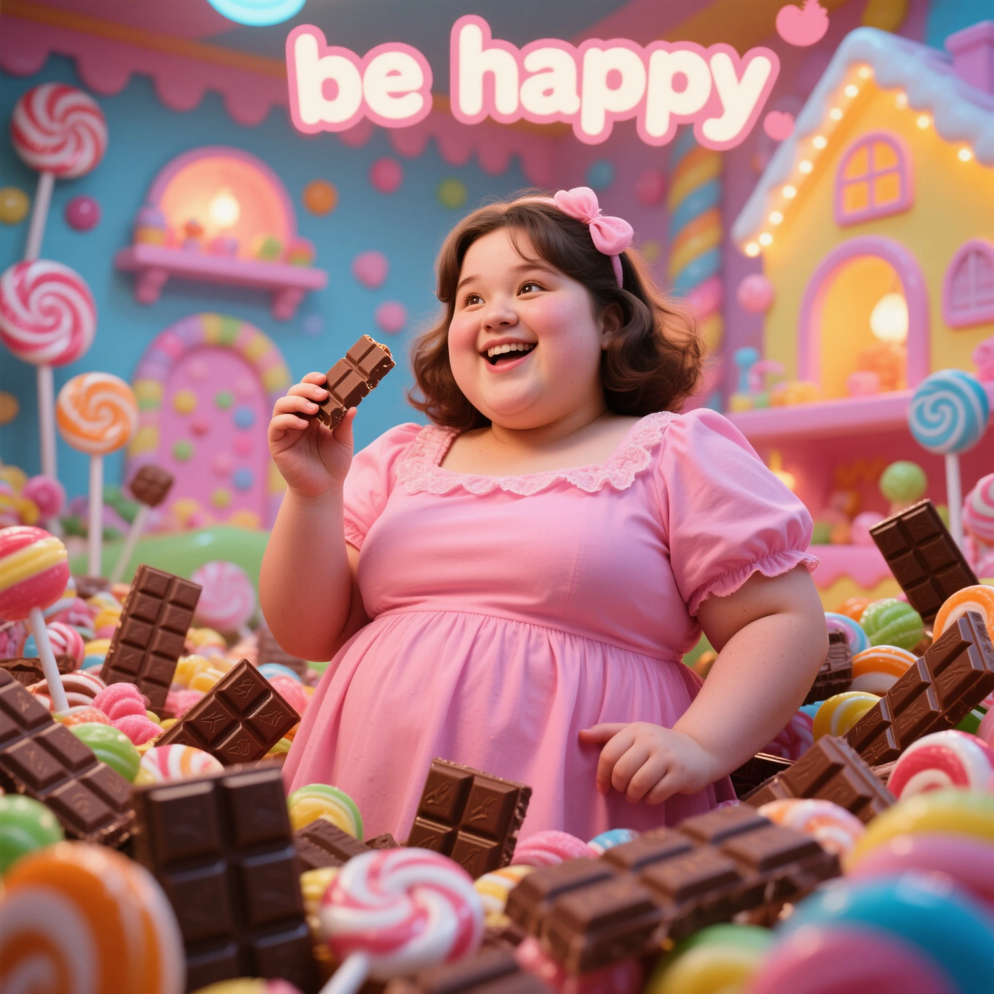 ((best quality, 8K, masterpiece :1.80))
A playful Indonesian woman holds a large candy and grins mischievously, her pose is exaggerated. She is wearing a unique, red outfit with oversized accessories, giving her a fun and quirky look, the candy although large, is designed in a cute, almost toy-like style, adding to the cheerful and fun feel of the scene. The background is bright and cheerful, adding to the overall cheerful atmosphere. Very realistic, studio lighting, sexy, big tits, naughty, cinematic very detailed, realistic, sharp features, very detailed, sharp focus, perfect face, perfect symmetry, perfect eyes, perfect lips, flexible female body shape, cinematic, film light, very detailed. hyperrealistic, masterpiece, atmospheric, high resolution,((passionate)), dynamic studio lighting, black hair, shoulder-length hair tied back into a low ponytail, loose-fitting pants, plumpy. atmospheric perspective, volumetric lighting, clear focus, absurd solution, good anatomy, (realistic, Hyperrealistic: 1.37), 16k HD, information,((full shot)).