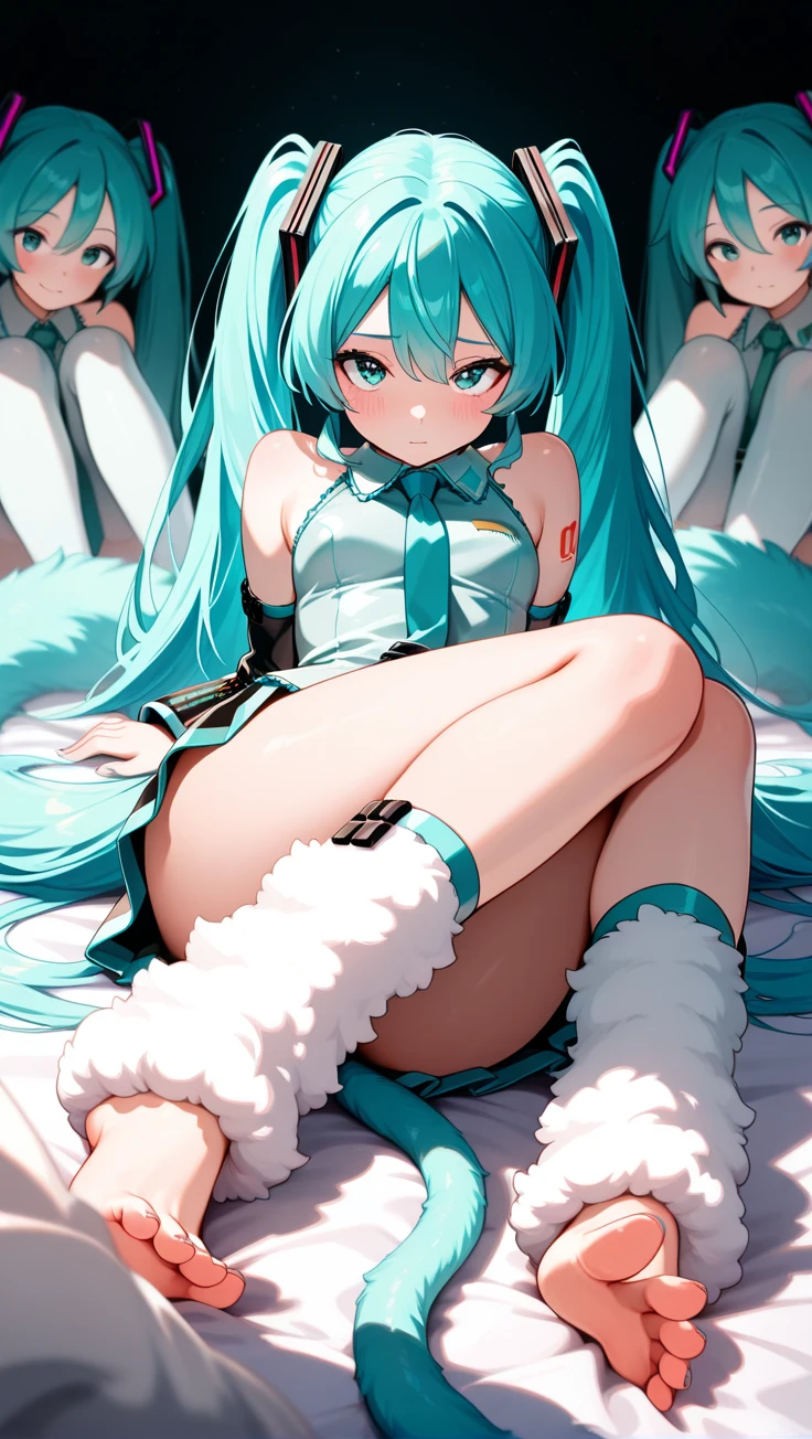 1girl,miku,Vocaloid,portrait,clearly,detailed,camel toe,white knee socks,in the bathroom