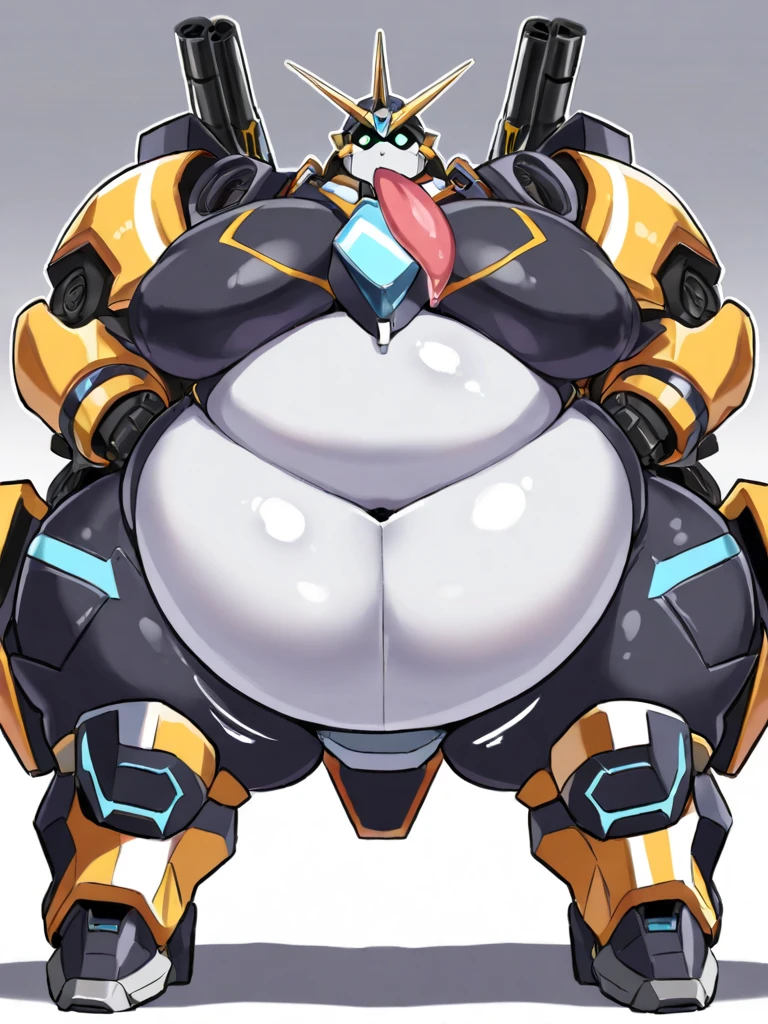 score_9, score_8_up, score_7_up, score_6_up, robot, cyborg dragon, robot joints, 8rj, anthro, [muscular], overweight, solo focus, sitting, hand on belly, looking at viewer, [[looking pleasured]], embarrassed, (white body), small penis, flaccid, [slit], (cum, cum string), nude, tail, club, inside, crowd