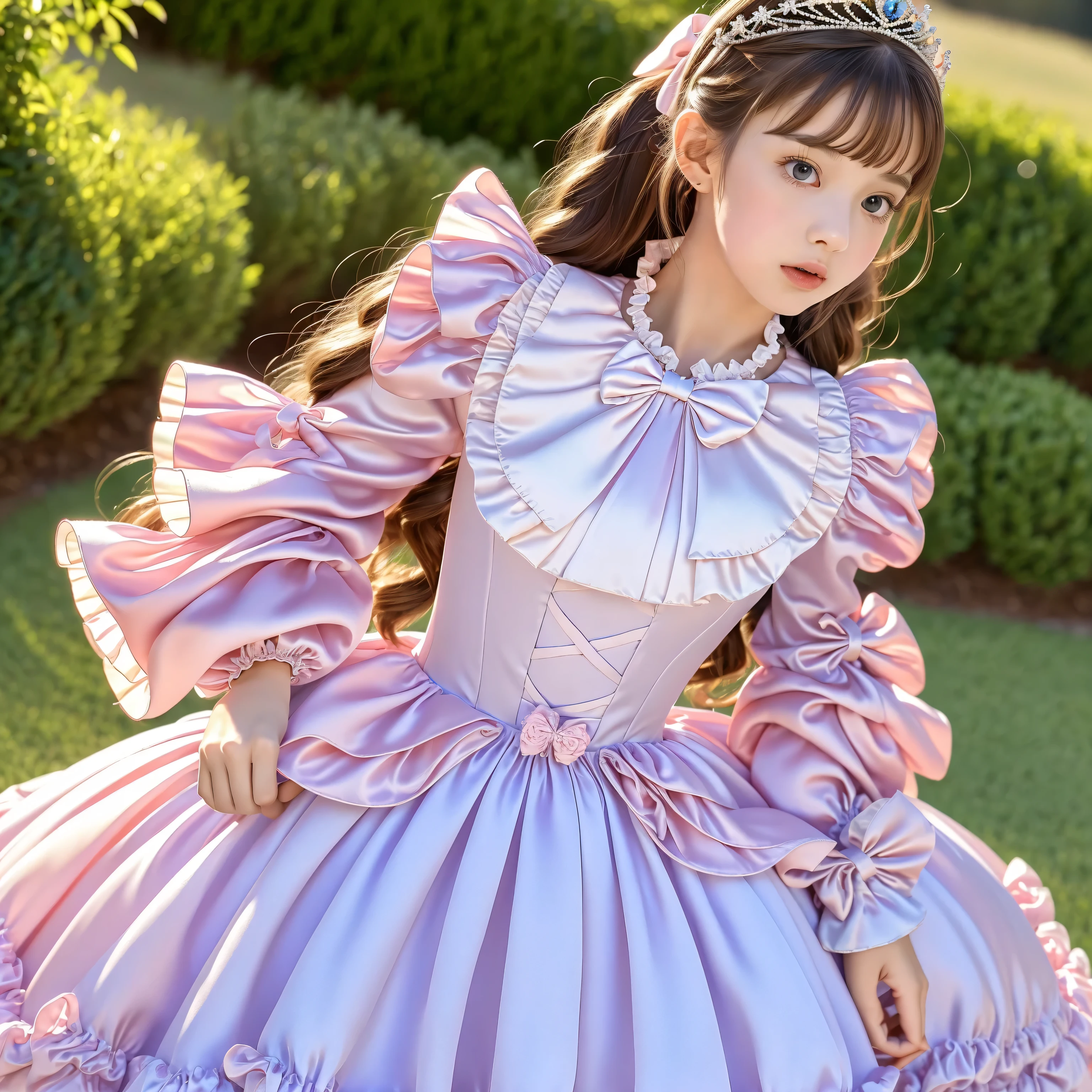 photo shoot,highest quality, masterpiece, highest resolution, artwork, (Cute girl),(10 years old),((white skin)),((bionde)),((blue eyes)),The girl is a princess, girl,girl,((Victorian ball gown princess dress with lavish pink ruffles and bows and a voluminous full-length hoop skirt)),long sleeve,long dress,A dress with lots of frills and ribbons.,luxury, ((palace bedroom)), ((Huge luxury victorian canopy princess’s bed)), lots of frilly pillows,ruffle bed skirt,High quality beautiful girl,High quality dress,High Quality Princess Bed,Are standing,STAND UP,((Lift up the skirt of your dress with both hands)),((A world without underwear)),((Lower body is naked)),(show vagina,Realistic pussy),Spread your legs wide,from below,nffsw,