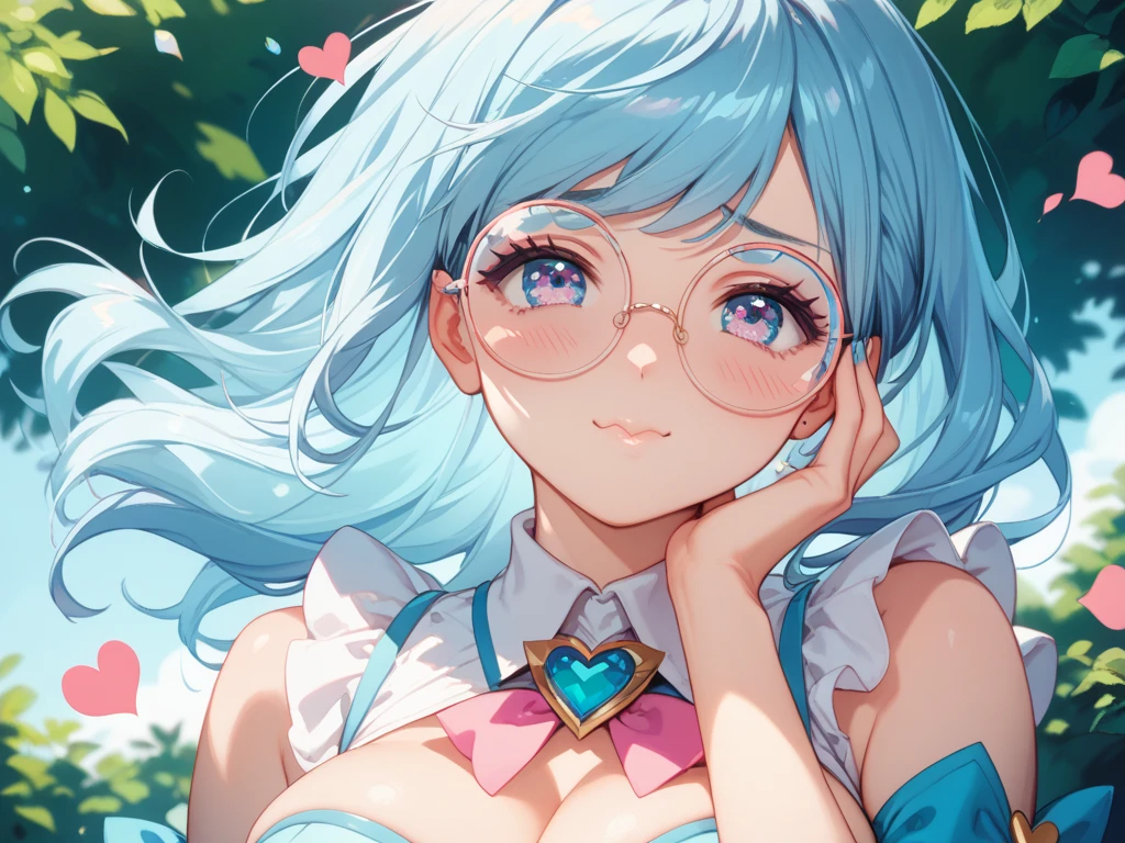 ((masterpiece、top-quality、Watercolor art(Pendants)、Official art、Beautifully Aesthetic:1.2))、1girl、full body, (Fractal Art:1.3)、full body Esbian、((Glitter pupils))、patterns、((blue-colored hair、colourful hair、Half blue and half white hair:1.2))、colourfull、(Silver-rimmed glasses)、Writing、heterochromia iridis、(colourfull:1.5)、(Dress)、(blushing: 1), (mansion)、((Shy face))、((maikurobikini))、(Standing)、(Hyper-detailing), ((delicate detail)), (intricate detailes), ((ciinematic light, best quality backlight)), highcontrast, ((The best lighting, extremely delicate and beautiful)), ((ciinematic light))、(ray trace reflection、brilliance)、((glowing aura))、((Radiant hair))、((The ultra-detailliert))、((8K))