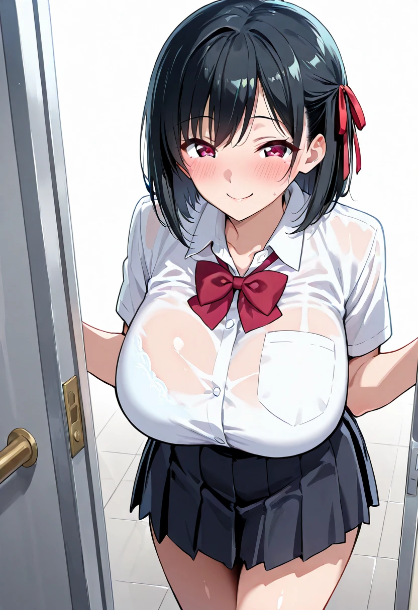 perfect human body,1 woman,Mature and intellectual woman, (Exposed publicly,street),, french braid, side braid, ,clavicle,((big breasts)),victorian style shirt,translucent,smooth thighs,((woman with fever)),(blush:1.2),(skirt lift),Absolute realm,shy,Fear,fear,,cry,tears,