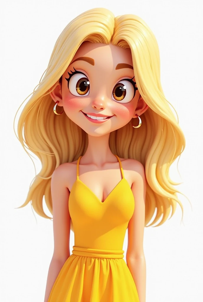 Create a high-resolution, detailed image of a woman with short, voluminous blonde hair. She is standing upright in profile view, wearing a green and yellow swimsuit. The woman is smiling and clearly showing the number 1 with her right hand, held up as if in a gesture of victory. The image should capture her cheerful expression, the vibrancy of her outfit, and the clarity of the number 1 being displayed