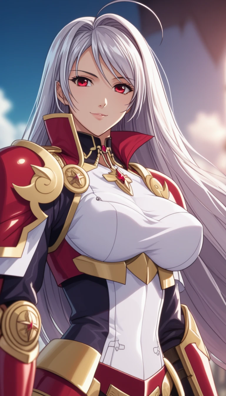 (((masterpiece,high resolution,best quality))), 1girl, solo,wine bottle,bare legs, large breasts, lying, on back, petals, looking at viewer, armpits, open mouth, solo, blush, wet clothes, heart, arms up, wet, bed sheet, origin, 1girl, red cape, boots, gloves, epaulettes, black corset, corset, black gloves, :d, black skirt, Pirotess, (yellow eyes), white hair, silver hair, very long hair, straight hair, solo, adult woman, tall, slightly muscular, large breasted, cleavage, constricted waist, Toned body, slight abs, thin dark skin, pointy ears, lipstick, makeup, black eyeshadow, circlet, white short dress, jewelry, bracelet, white gloves, thigh boots