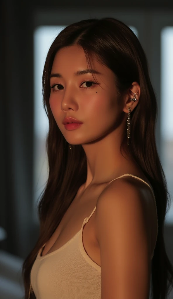 {{{masutepiece}}}, (30 year old mature woman)、{Extremely delicate and beautiful}, (Solo:1.5), (Best Quality:1.2), (超A high resolution, Photorealistic, Raw photo:1.4), 8K, Cinematic lighting, Beautiful lighting, Professional Lighting, Physically-based rendering, Photon mapping, Radio City, Detailed and Intricicated, Detail Face, High quality, nffsw、((５０Japan mature woman))、big butts、Wow big、Big big、(５０Year old)、Very big big、delicate and dense skin texture,,,,,,,,,,,,,,,,,,,,、Detailed red-black  、bright red lips、Crystal clear white skin、５０Japan mature woman、Detailed red-black areola、detailed brown eyes、fluffy long brown hair、Voluptuous body shape、 (Huge breasts)、(droopy chest), Gorgeous accessories、gorgeous hair decoration、(nocturnal(Skyscraper Hotel)Being in)、