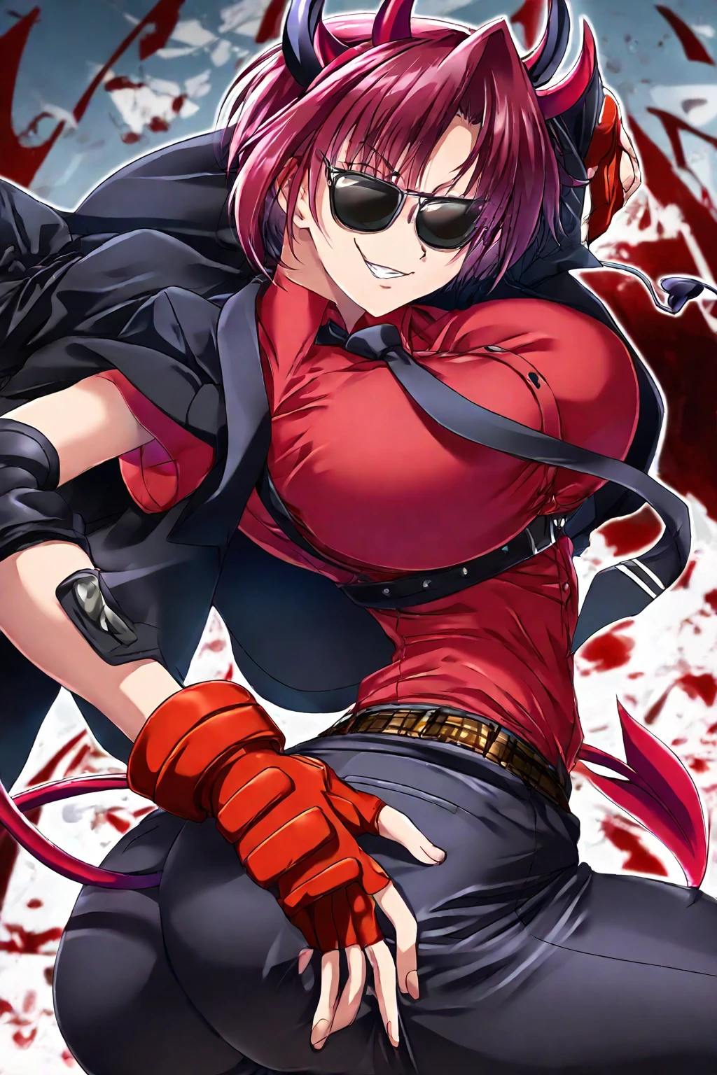 Drawing of a woman sitting on the ground with her hands raised, pudica pose gesture, anime pose, masculine pose, Handsome Anime Pose, distorted pose, badass pose, villain pose, Poses variadas, serpentine pose gesture, sexy pudica pose gesture, pose reference, neutral pose, with index finger, ;Open mouth