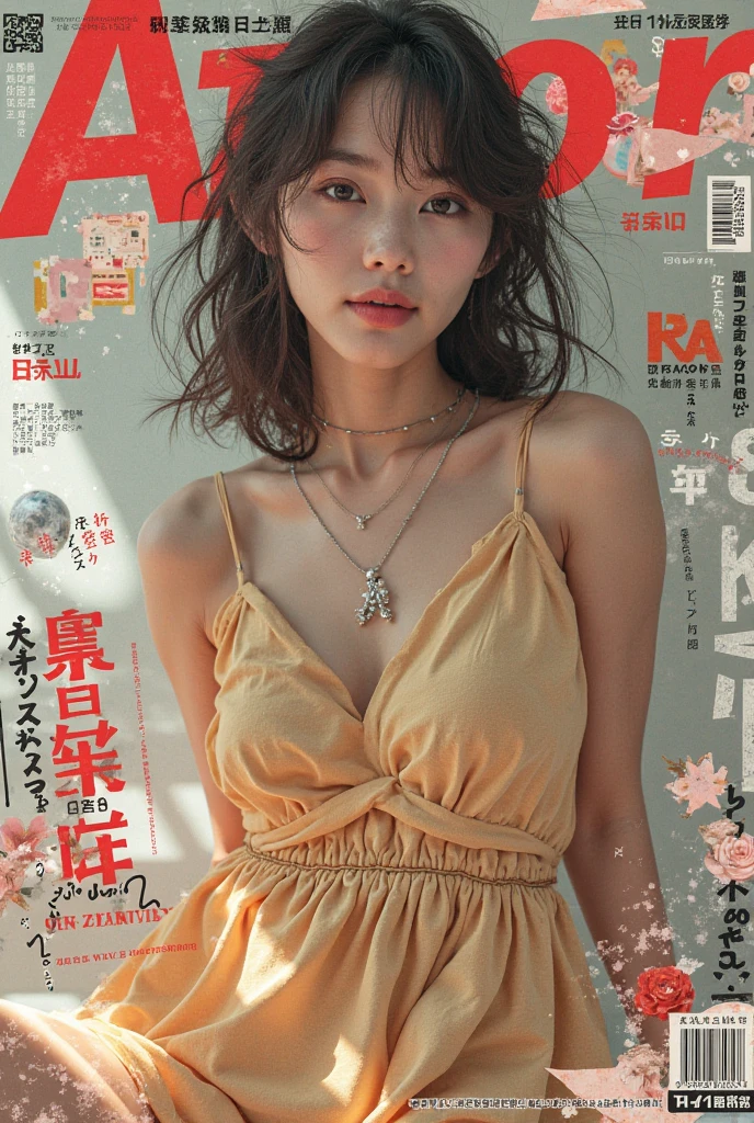 (Magazine Cover:1.3),Urzan-6500, (Realistic: 1.3) (original: 1.2), masterpiece, Highest quality, Beautiful pretty face, whole body, One girl, Glitch Art, (Digital Distortion), Pixelated Fragments, Data Corruption,Colorful Noise, Visual clutter,Modern aesthetics, big firm bouncing busts, sexy long legs