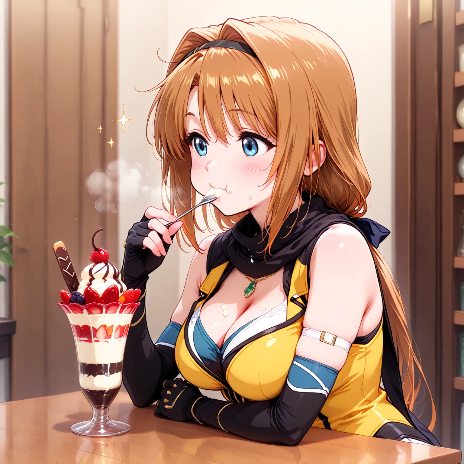 best quality, (masterpiece:1.2), detailed, medieval,
Rumia Tingel,
1girl, solo, ((blush)),
medium hair, blonde hair, short ponytail, blue eyes, green bow, x hair ornament,
((( blue eyes, ultra-detailed eyes))),
Dynamic pose, ((blush)), medium breasts, medium hair, background, perfect anatomy, healthy skin, glowing eyes, cat ears. ((((sitting in a bar)))). (((((Latex bodysuit, femdom, healthy skin))))), confident.