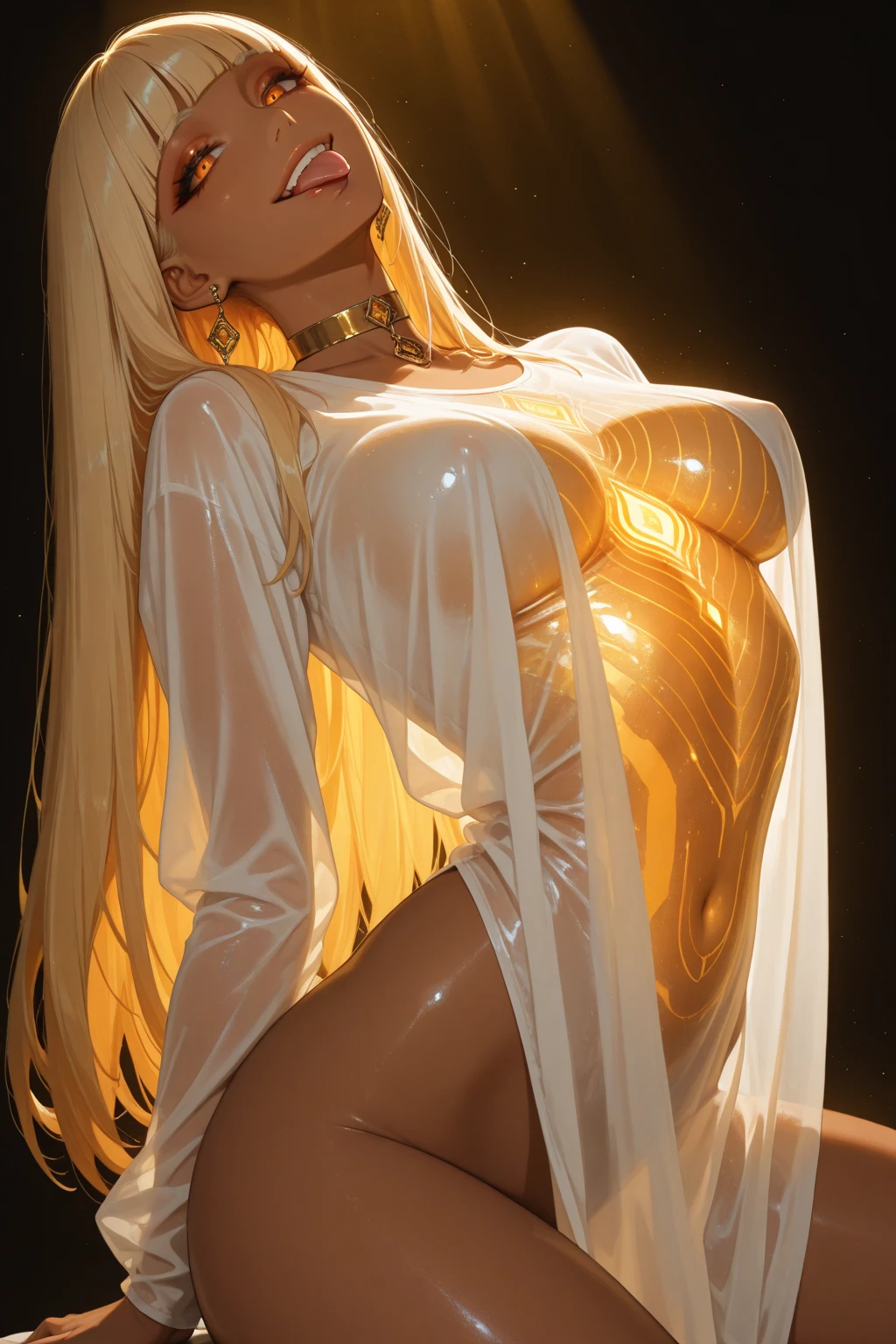 (masterpiece, best quality, official art, beautiful and aesthetic),1girl stands in white and gold liquid,naked body,cleavage,looks at viewer,small breasts covered by white and gold thick liquid,floating blond long hair,milk_white,milk like drops,precise body structure,Gradient white fluid,organic feel,viscous,shiny gel body,swirl liquid,bubbles,<lora:whitegold-000006:0.6>,<lora:lamer_v2:0.3>,