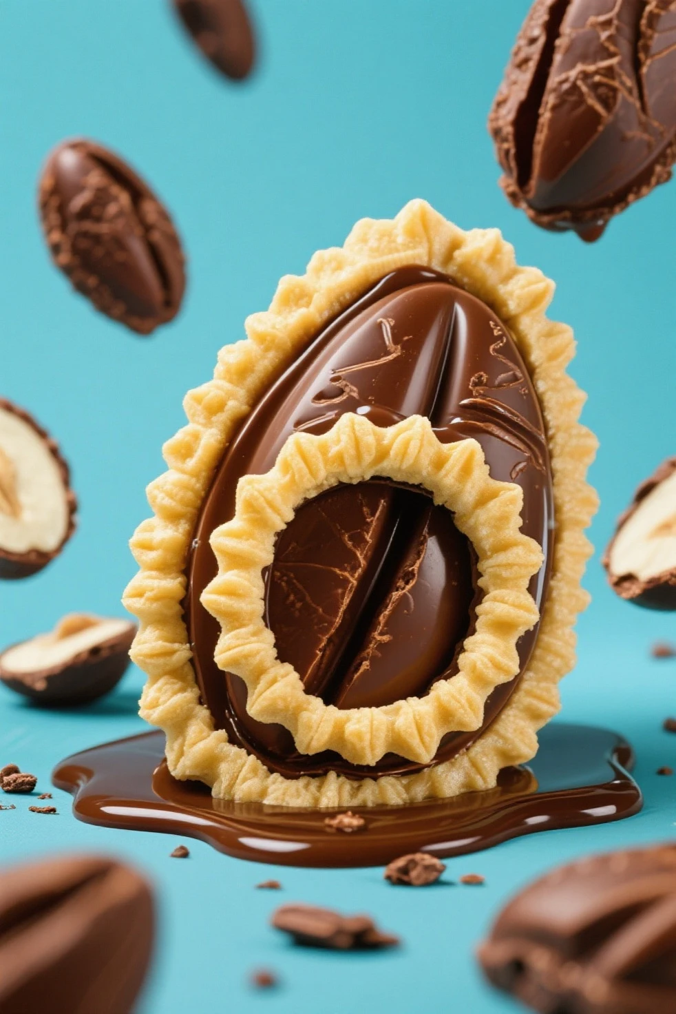 A candy-shaped hand, sugar, with several ants 