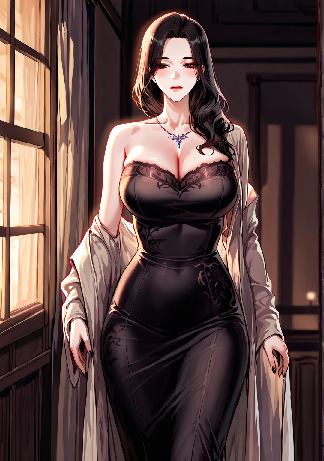 1girl,alcina dimitrescu,yellow eyes,masterpiece,sitting,whiite gowm,hat,smile