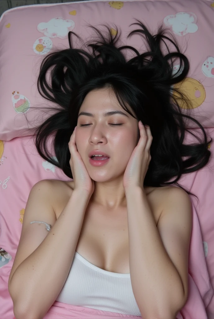 Close-up of face, (She is lying on her back:1.5), ( top quality, masterpiece:1.2), highly detailed , high res, 8k Wallpaper, perfect dynamic composition, Eyes with Attention to Details , summer trend fashion, open mouth, She squints her eyes, (orgasm face:1.5), (Woman with open mouth and narrowed eyes: 1.1), 20 years old, cute Japanese woman, sexy style , Tokyo , camera sexy shot, summer fashion ,Summer clothes, see-through