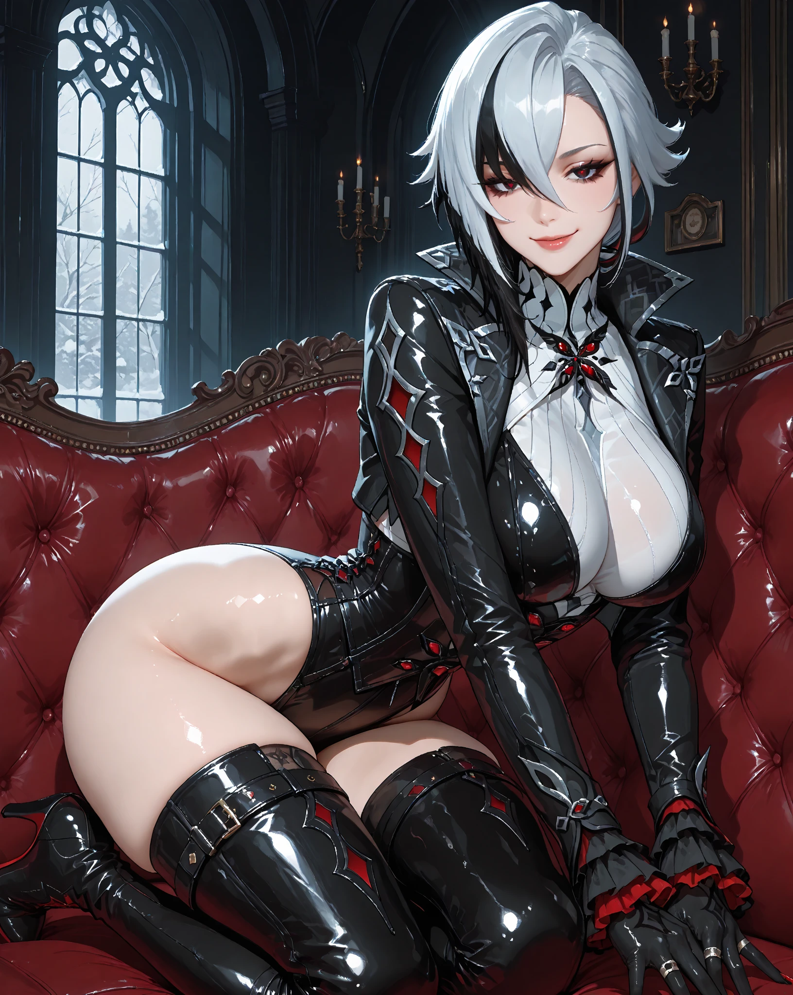 (savage, tribal)_vampire [white hair|black hair], bat fur, coat, ((fangs)), extremely_detailed_tribal_(lacy, leather, fur, silk, satin, latex)_(clothing, skirt), detailed face, detailed beautiful shiny red eyes, slit pupils, (((seductive laying))), metallic reflections, ((tatooed, marked)_with_shining_runes)_fit_muscular_body, shiny skin, tropical city ruins fog, (((1girl))), portrait, (full body), natural breasts, medium length white hair, masterpiece, best quality, beautiful and aesthetic:1.2, fractal art:1.4, 16K, HDR, RTX, Ray Tracing, Radiosity, Anisotropic Filtering, Subsurface Scattering