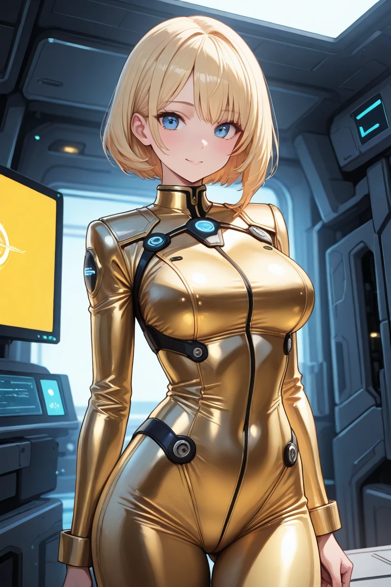 anime girl in a yellow leather jacket and glasses standing in a doorway, female protagonist 👀 :8, fine details. girls frontline, asuka suit under clothes!, makoto shinka, from girls frontline, cushart krenz key art feminine, oppai cyberpunk, 2b, 2 b, gordon freeman as a woman