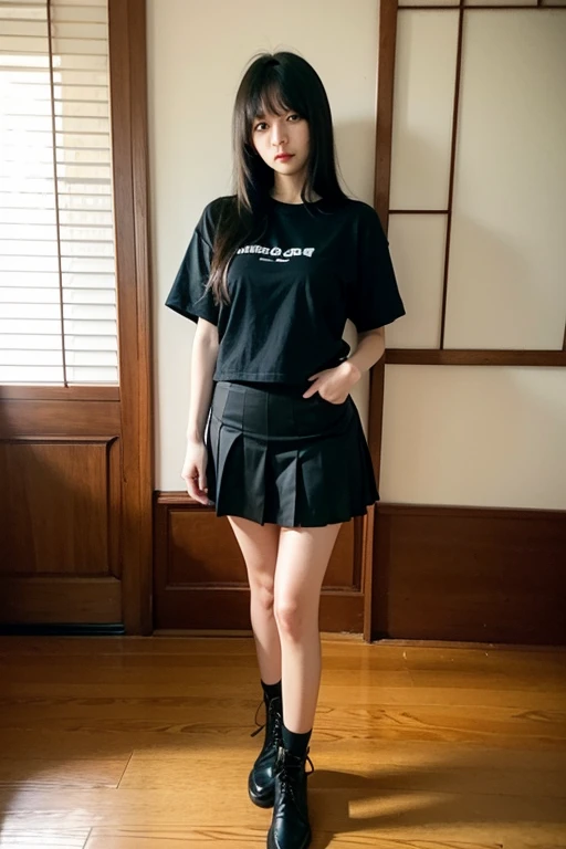ulzang-6500-v1.1,(RAW photo:1.2), (Photorealistic:1.4), Beautiful Meticulous Girl, very detailed eyes and faces, Beautiful detailed eyes, absurderes, unbelievable Ridiculous, hugefilesize, ultra - detailed, A high resolution, The is very detailed,best qualtiy,tmasterpiece,((T-shirt )),illustratio,The is very detailed,CG,unified,8k wallpaper,Amazing Cleavage,finely detailled,tmasterpiece,best qualtiy,The is very detailed的 CG unified 8k wallpaper,light in face,cinmatic lighting, 1girll, 16 years old,long white hair,lateral division,(wears glasses),((dynamicposes)),(sexyposture),,(A half body),((Pantyhose)),((Black hip skirt)),((((Sit with your knees folded)))) full length dress :1.1, Super detailed face, Detailed eyes, double eyelid, blur backgroun, Slim Faces, blue eyes, glasses