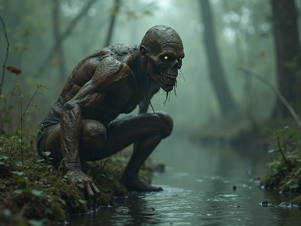 (ohwx) a (swamp zombie), rises from the mud, disturbing scene, close up, photography, natural light, photorealism, cinematic rendering, ray tracing, the highest quality, the highest detail, Cinematic, Third-Person View, Blur Effect, Long Exposure, 8K, Ultra-HD, Natural Lighting, Moody Lighting, Cinematic Lighting , high key <lora:LORA_creepyDiffusion_v20:1>