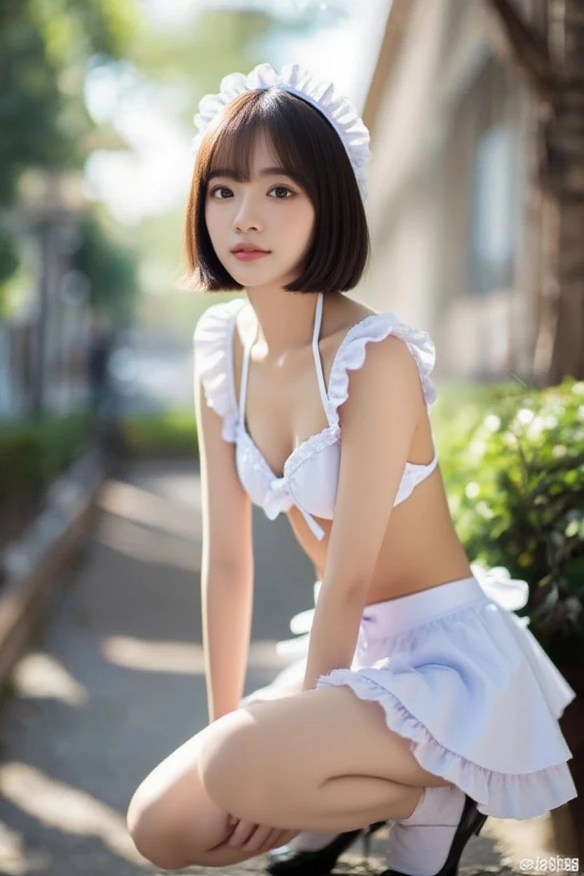 (Ultra HD, 8K, masterpiece: 1.3) ((long hair: 1.3)), korean woman, Depth of Field, Fisheye lenses, Highest detail, from above, Night, (immerse yourself in water), Lie down, 렌즈방향은 from above 아래로, Long skirt, (Lie down: 1.3), look into the distance, Other books, in the woods, Deep Pond, Clean water, Dengue Hair, Ponytail