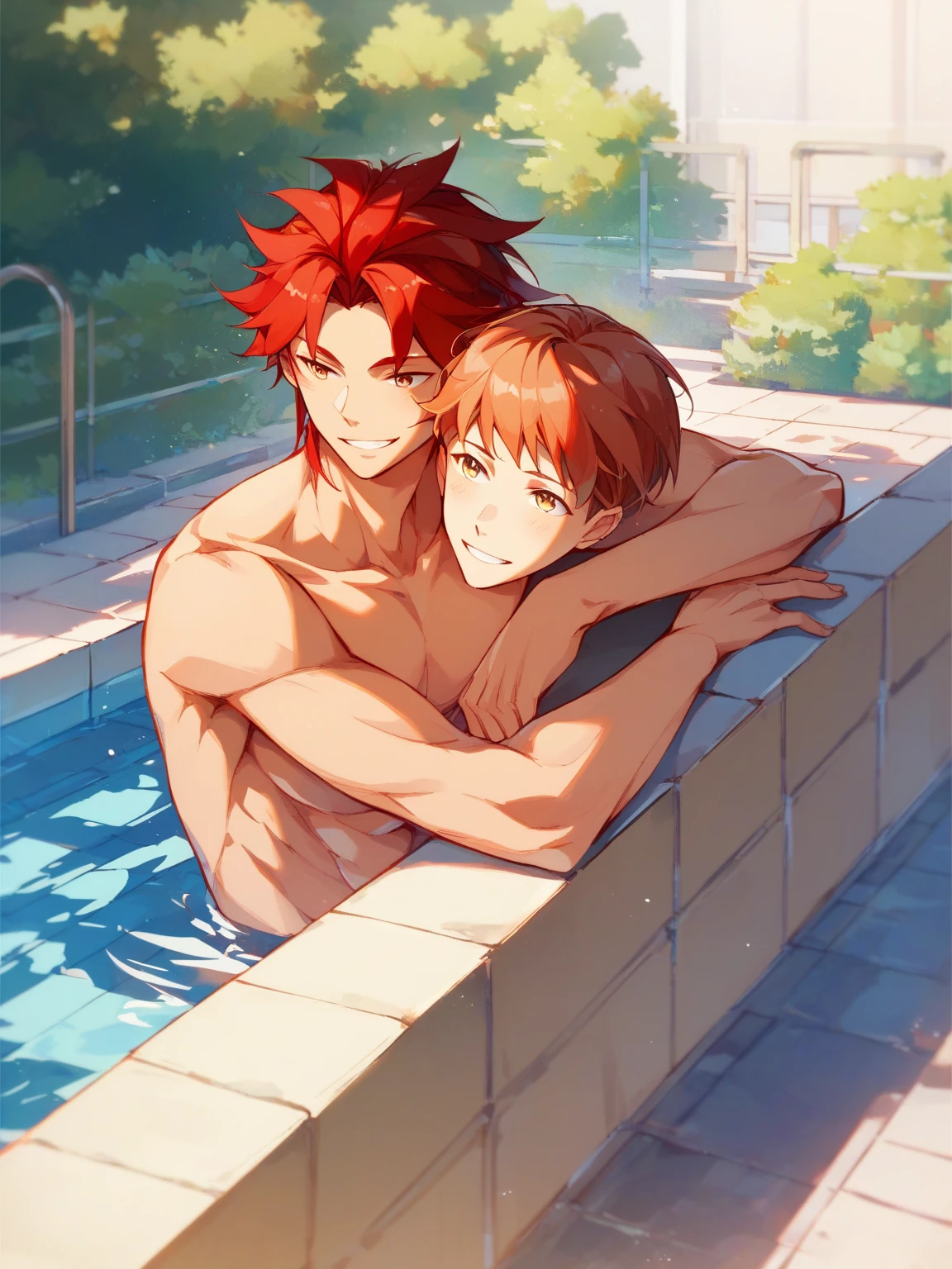Haruka Nanase and Rin Matsuoka from Free! having anal sex with Haruka on bottom