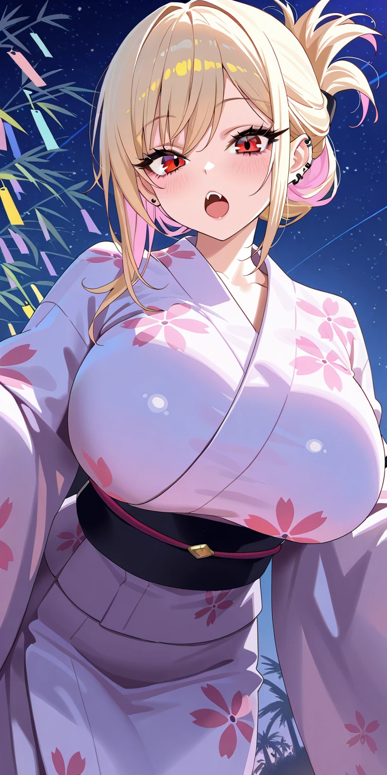 ((one personの女性)), Beautiful Face,Embarrassed expression,((Close ~ eyes:1.5),Open your mouth and scream,turn bright red,Glossy pink lips,night,Luxurious Japanese-style room,firework, ((Anime style background)),masterpiece, highest quality, so beautiful, Latest, Complex details, (Pink long nails),French Nails,AI-generated, Complex,High resolution, highest quality, super high quality,3D Images、View your viewers、3D Images,one person,Long Blonde Hair,High Ponytail,blue eyes,Anime woman posing for a photo, [[Fine grain、Colorful eyes、Shining Eyes:1.15]],(Squint your eyes:1.1),a hyperRealistic , hyperRealistic , Realistic,Blonde anime woman with long hair, Smooth anime CG art, A woman in a colorful kimono with gold embroidery, (Pink Kimono),Floral pattern,Long flower hair ornament,Big earrings,(Big Breasts:1.4),Mature Body,expensive,Big Ass,Fine details,Tight waist,Abdominal muscles,Sweating all over the body,sleep,Spread your legs,Exposed vagina,(semen:1.5),((Milk comes out of the nipple:1.4))