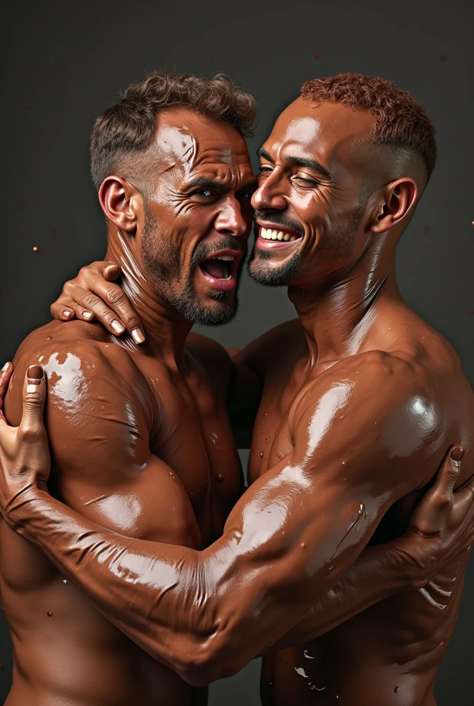 <lora:happinessexpression-000005:1> happinessexpression three muscular man hugging