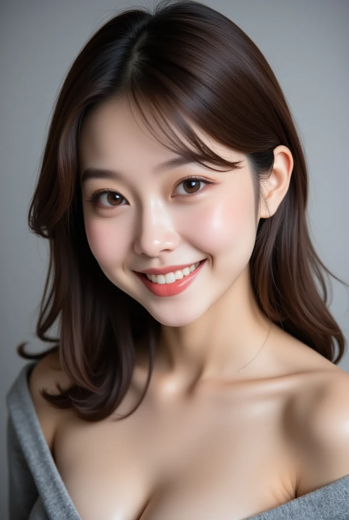 close-up of beautiful korean female, 34 inch breasts size, smiling, wearing camisole tiger pattern, walking in China town, night, holding apple, UHD