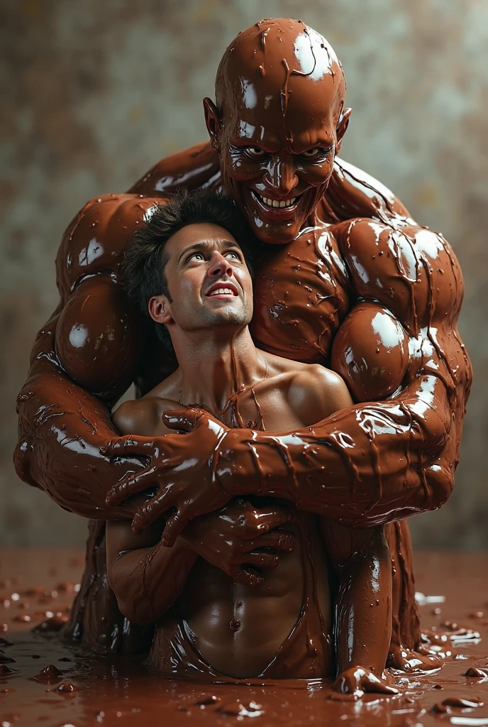 White cream splashes on the body and used condom in hand