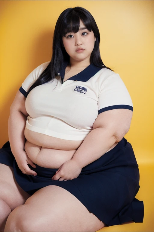 a 10 year old obese girl, chubby cheeks, round face, double chin, thick arms and legs, wearing a , standing in a school setting, realistic, detailed, highly detailed, intricate details, photorealistic, 8k, masterpiece, cinematic lighting, dramatic shadows, vibrant colors