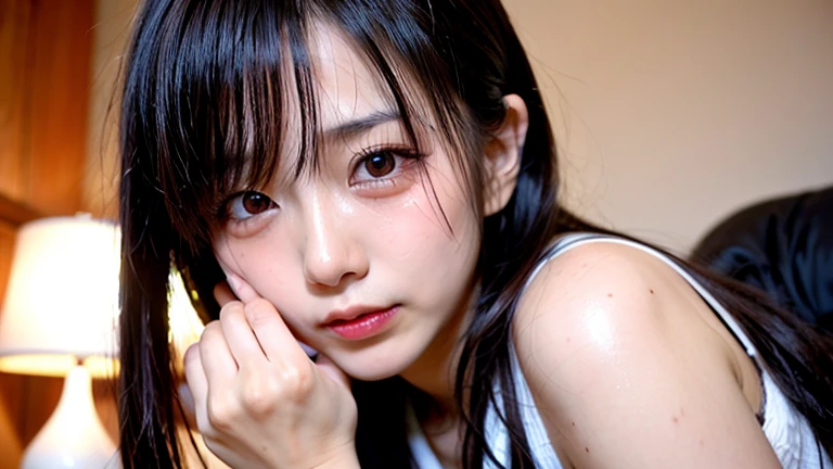 (One Girl:1.3), Bobcut,Japanese high school students, Great face and eyes, Looking into the camera, A joyful smile、Showing teeth、 (Highest quality:1.4), Very detailed CG 統合 8k 壁紙, Very detailed, High-resolution RAW color photos, Professional photography, Realistic full body shot, Studio shot、Plain Wallpaper, Portrait of sexy girl, Open exterior, (Looking down, View in Viewer:1.0), (From below:1.0),(((topless))),Pleated skirt,Thighs