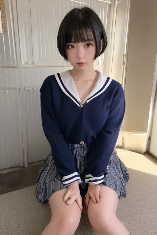 (((Perfect Anatomy, Anatomically correct, Very detailedな肌))), ((Pull down your panties)), 1 girl, Japanese, high school girl, Shiny skin, Observe your audience, 
Beautiful Hair, Beautiful Face, Beautiful fine details, (short hair:1.1, Bobcut:1.2), Blonde Hair:1, blue eyes, Baby Face, Mole under the eye, 
Beautiful clavicle, Beautiful body, Beautiful breasts, Large Breasts:0.5, Beautiful thighs, Beautiful feet, 
((Short sleeve, Cute sky blue sailor suit, Red pleated skirt, Yellow sailor color, Sailor scarf, socks, Brown Loafers)), Captivating thighs, (Red Slave Collar), 
((, Embarrassing, , , )), Are standing, 
(Beautiful views), summer, School rooftop, building, Chain link fence, 
8k, highest quality, Masterpiece​:1.2, Very detailed), (Realistic), Beautiful illustrations, Natural light, ,