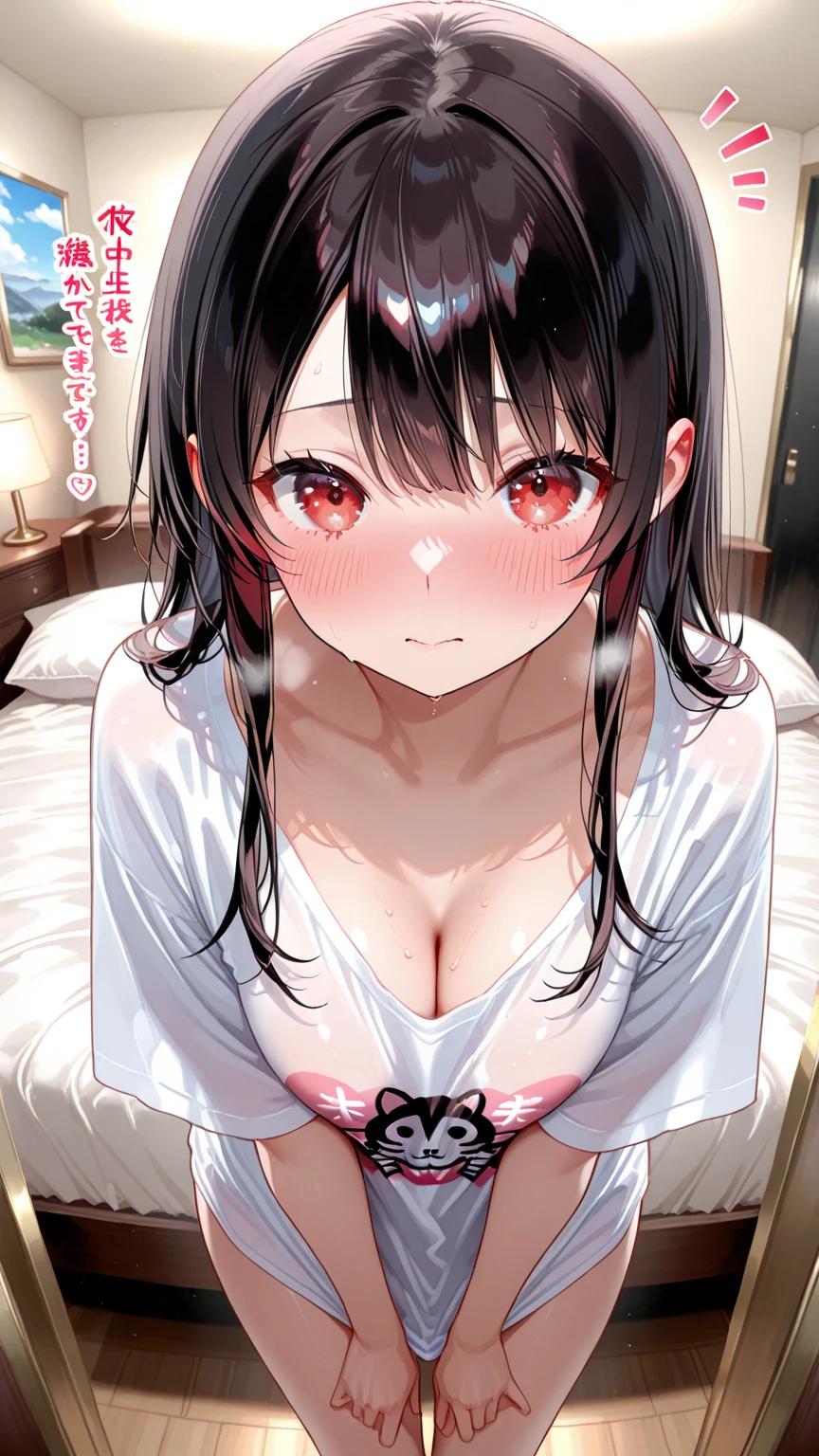 Yunyun、beautiful girl、Black Hair、From the back、Large Breasts、pubic hair、A sweet and blushing orgasm、Beautiful Eyes、Pigtail hair、Nipples