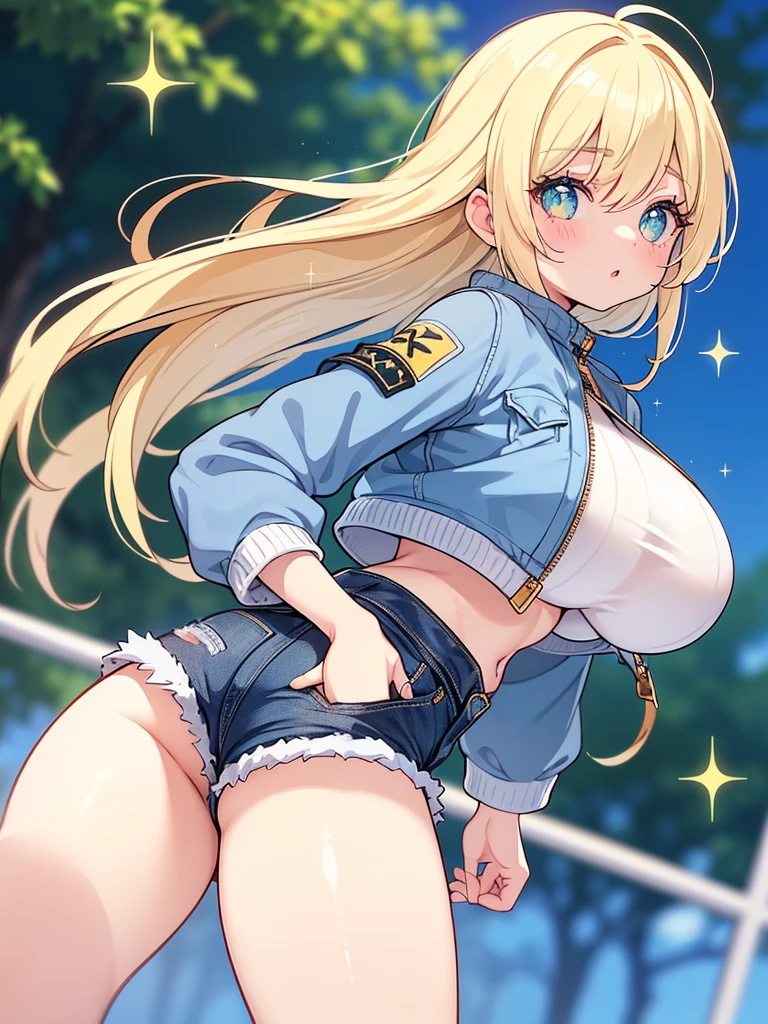 Anime illustration、highest quality、Miniskirt police patrolling the streets of a futuristic city、Riot police、Automatic pistols、smile、Perfect balance、Oversized bust、Fatty legs、Erect nipples、Clear Eyes、Cowboy Shot、Sweaty