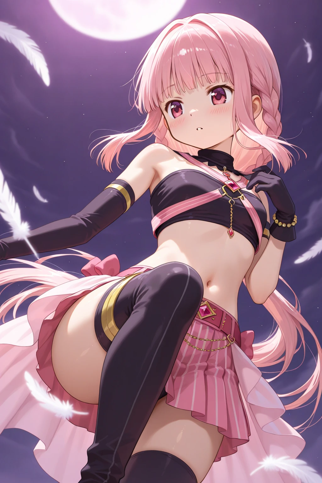 ((Top quality)), ((Masterpiece)), (Detailed),nsfw,
short light pink hair girl,ahoge,red eyes,big eyes,orgasm face,baby face,((short stature)),((petite,)),erect nipples,crotch grab,,((1man and 1woman,having sex)),trembling with sexual climax