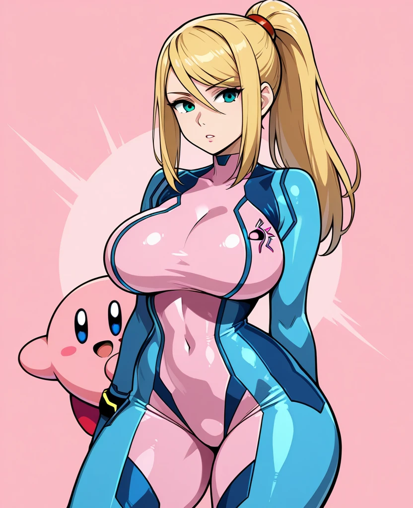 1girl, blonde_hair, blue_eyes, breasts, (cameltoe:1.1), cleavage, crown, earrings, hands_behind_back, jewelry, leotard, long_hair, navel, pink_leotard, princess_peach, simple_background, solo, tight_clothing, art by <lora:hiryouman:1>, <lora:peach:0.5>
