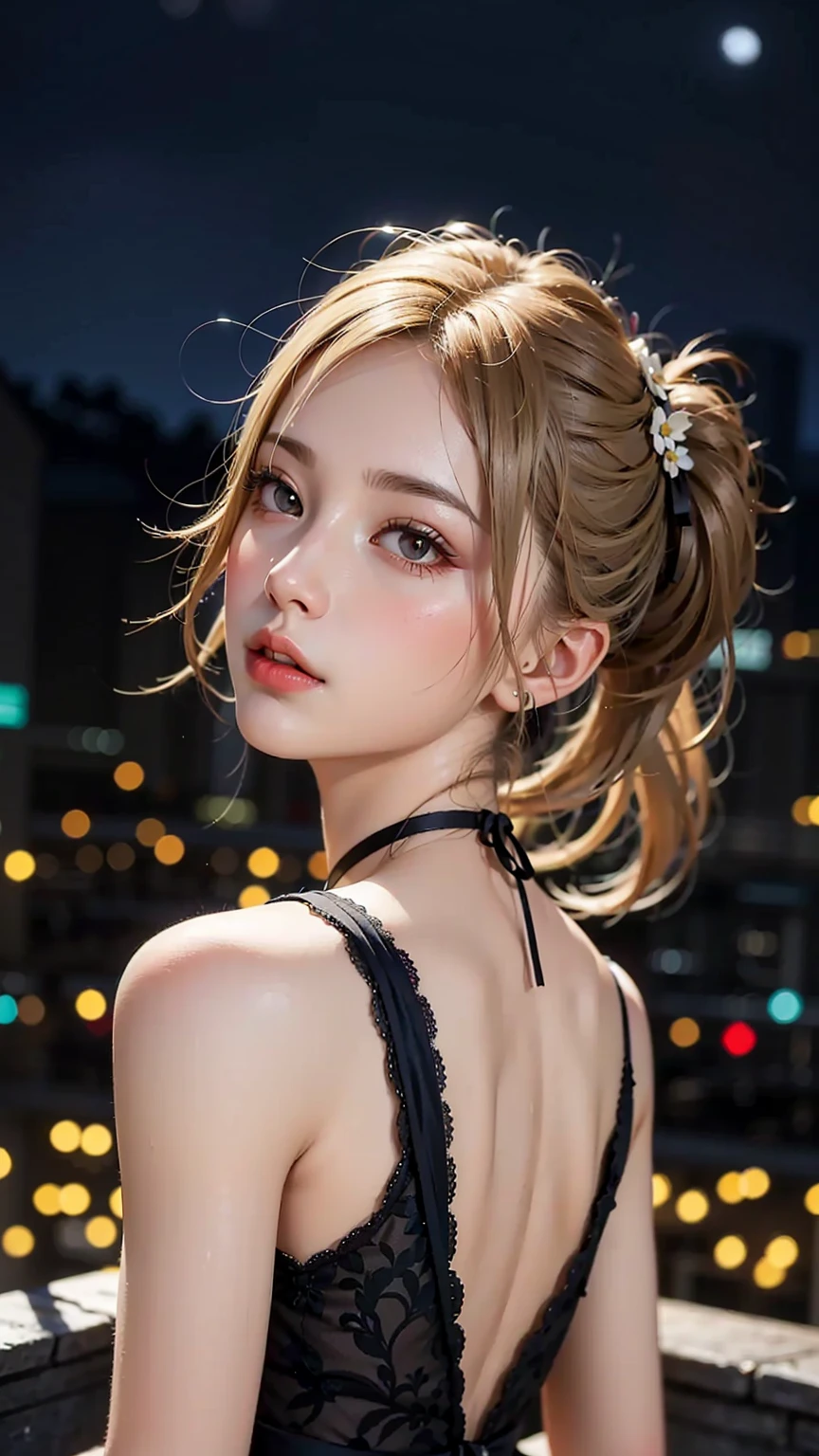 
Tropical sandy beach、One beautiful girl, Very beautiful detailed face, Laugh shyly, Symmetrical black eyes, Ample breasts),  Blonde、Ponytail cut hair, (Beautiful Face:1.2), high quality, Realistic, Very detailed CG 統合 8k 壁紙, Very detailed, High-resolution RAW color photos, Professional photography, Realistic portrait, Cinematic Light, Beautiful details, Super detailed, Attention to detail, (((Bokeh))), Depth of written boundary, illumination, Neon Street, Super stylish lighting,