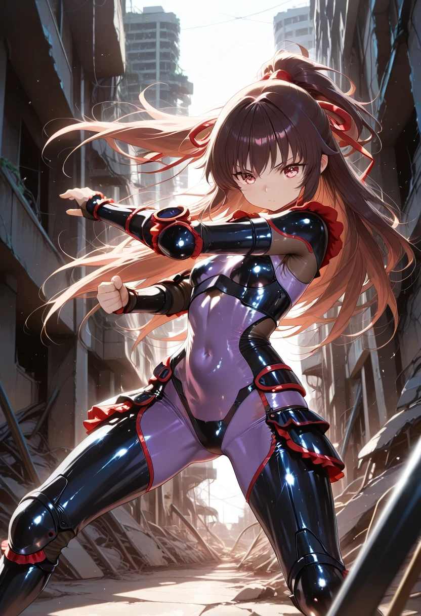 ((masterpiece,best quality, detailed)), full body, night, cityscape, souryuu asuka langley, interface headset, multicolored bodysuit, eyepatch
